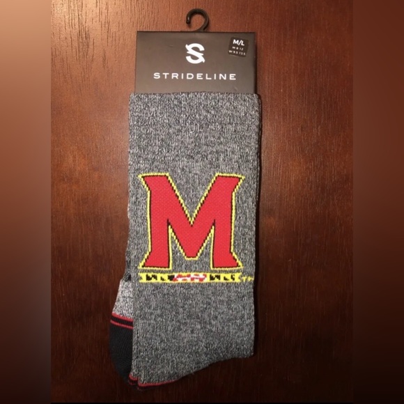 UNIVERSITY OF MARYLAND STRIDELINE CREW SOCKS NWT MEN’S SHOE SIZE 8-12 - Picture 1 of 2